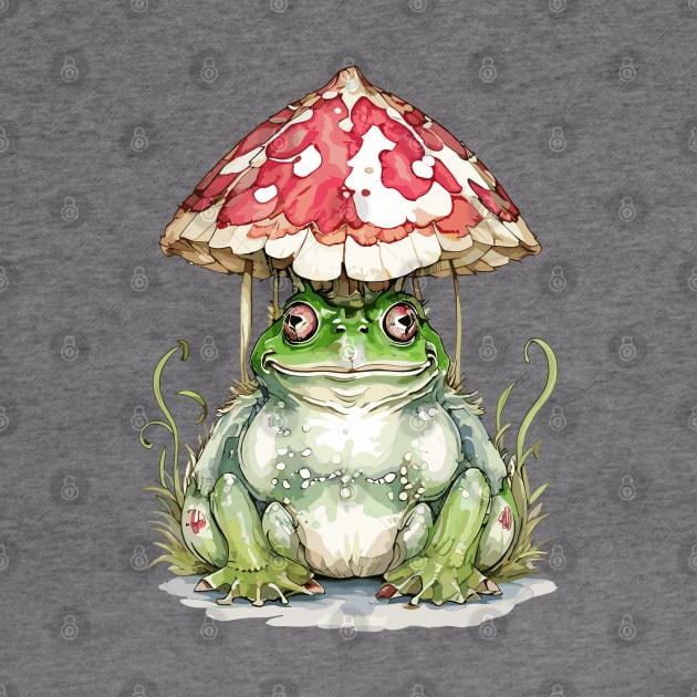 Watercolor Cottagecore Mushroom frog by Fashioned by You, Created by Me A.zed